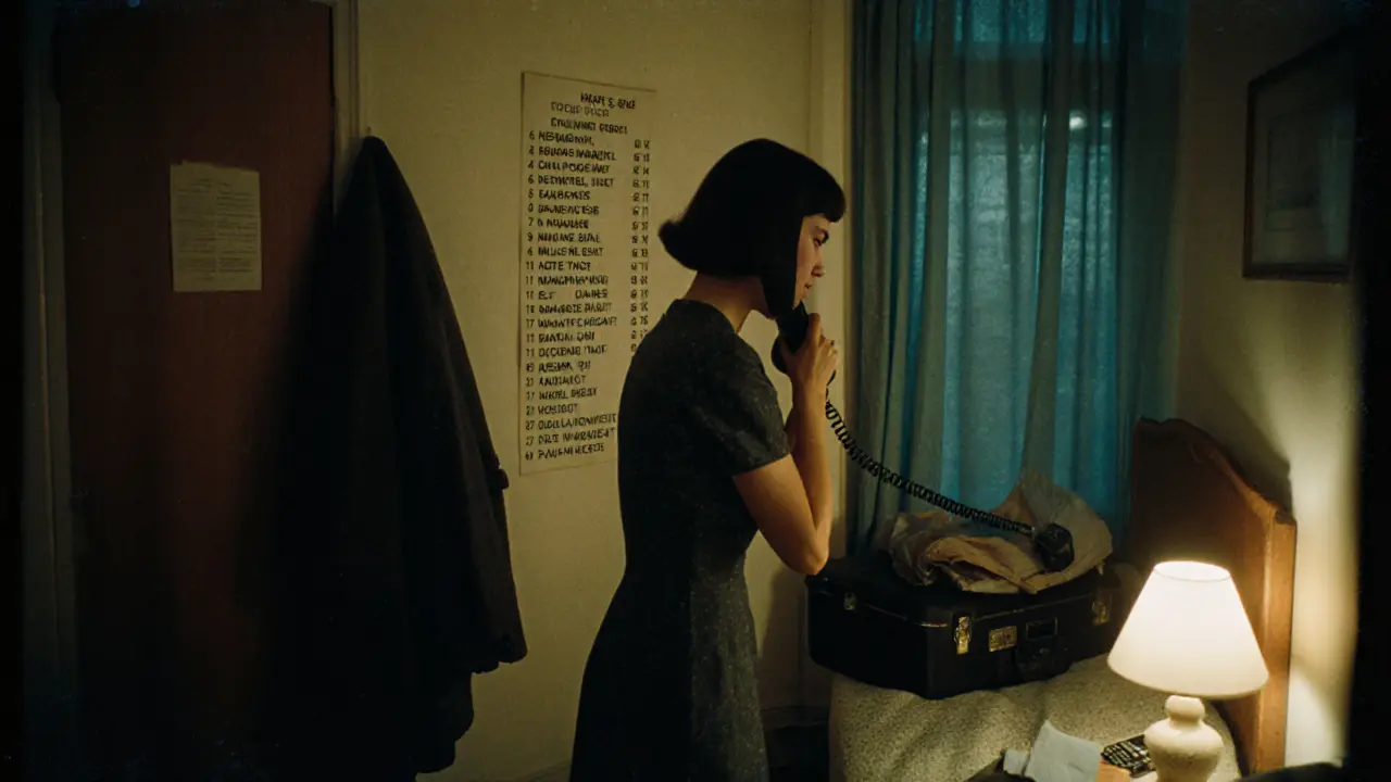 A 1960s call girl answering a phone in her Chelsea flat.