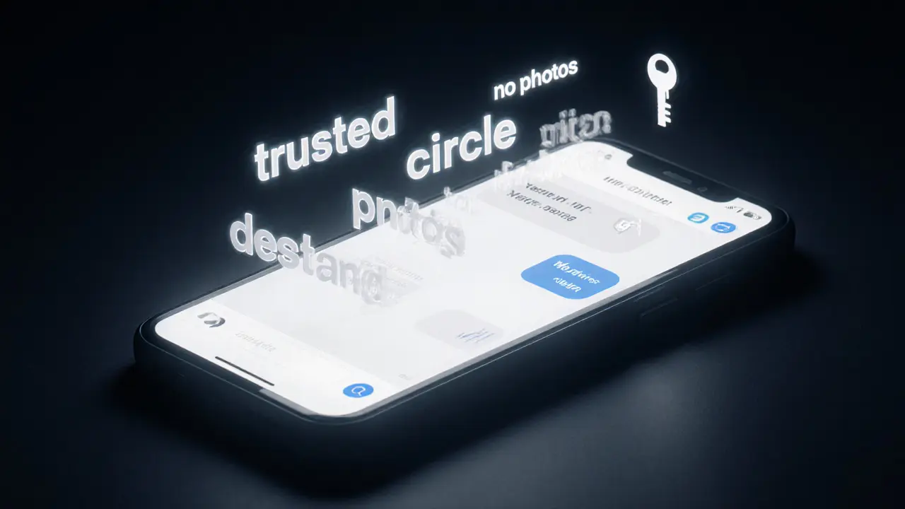 Abstract glowing text fragments representing secure, private communication.