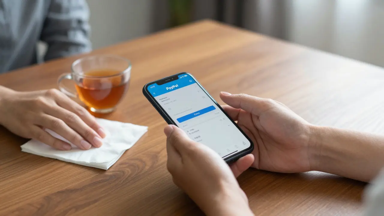 Two hands exchanging a secure digital payment, conveying trust and mutual respect in a private setting.